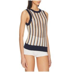 525 AMERICA Krista Stripe Vertical Tank Women Size S Dark Blue Multi Cotton NWT